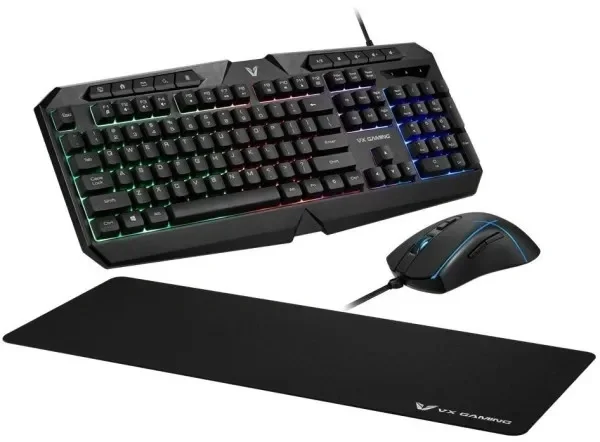 Volkano VX Helios gejmerski set tastatura + miš + podloga USB US crni VX-148-BK
