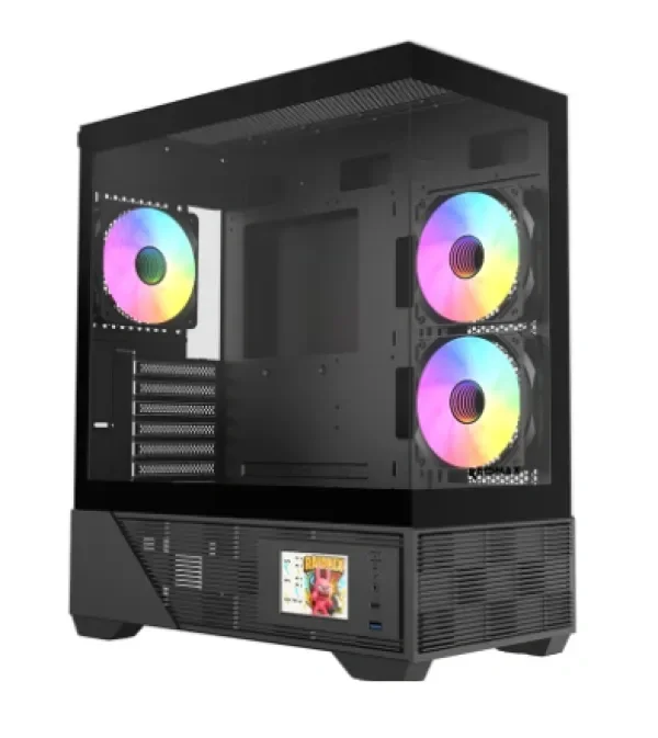 Raidmax Infinita i803 ARGB kućište sa LCD ekranom crno, 3x ARGB ventilatora, i803BF