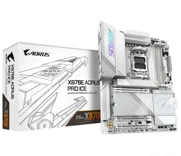 Gigabyte X870E AORUS PRO ICE matična ploča AM5 ATX DDR5 Wi-Fi 7, bela