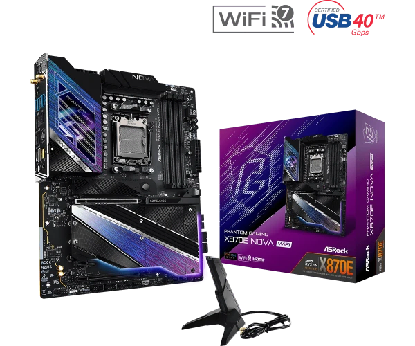 ASRock X870E Nova WiFi matična ploča AM5 ATX DDR5 Wi-Fi 7