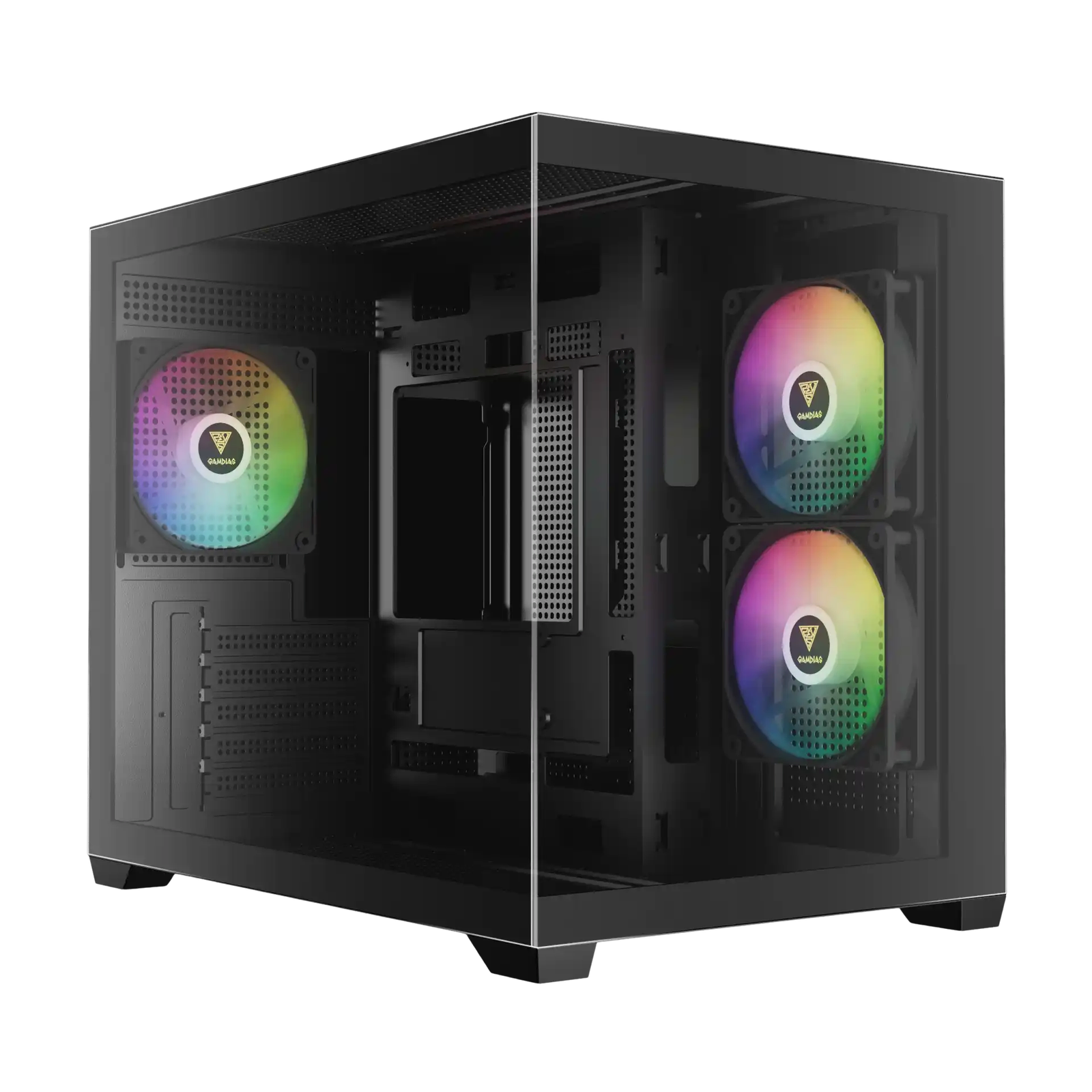 Gamdias Aura GC10M V2 ARGB kućište Micro-ATX, staklo, 3 ARGB ventilatora
