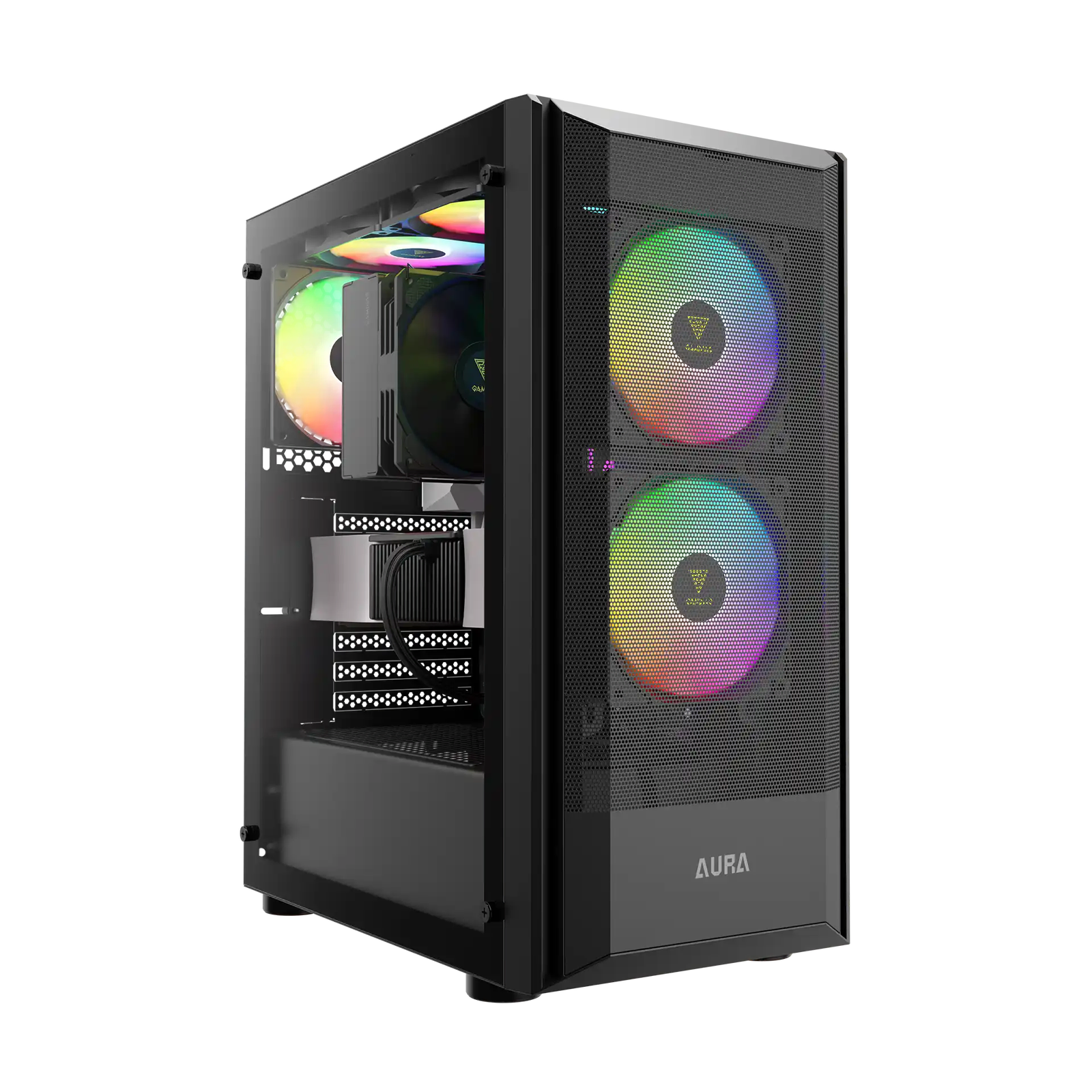 Gamdias Aura GC6 Elite ARGB kućište Mid Tower, 3 ARGB ventilatora, bez napajanja