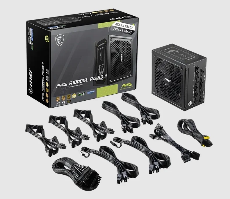 MSI MAG A1000GL PCIE5 II napajanje 1000W 80 Plus Gold, potpuno modularno