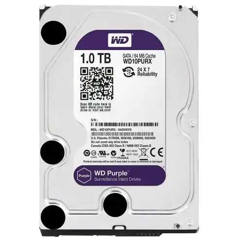 WD Purple 1TB interni hard disk 3.5" SATA3 64MB za video nadzor WD10PURZ
