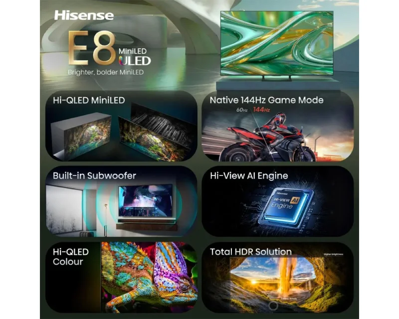 Hisense 55E8S ULED televizor 55 inča 4K 144Hz Smart TV