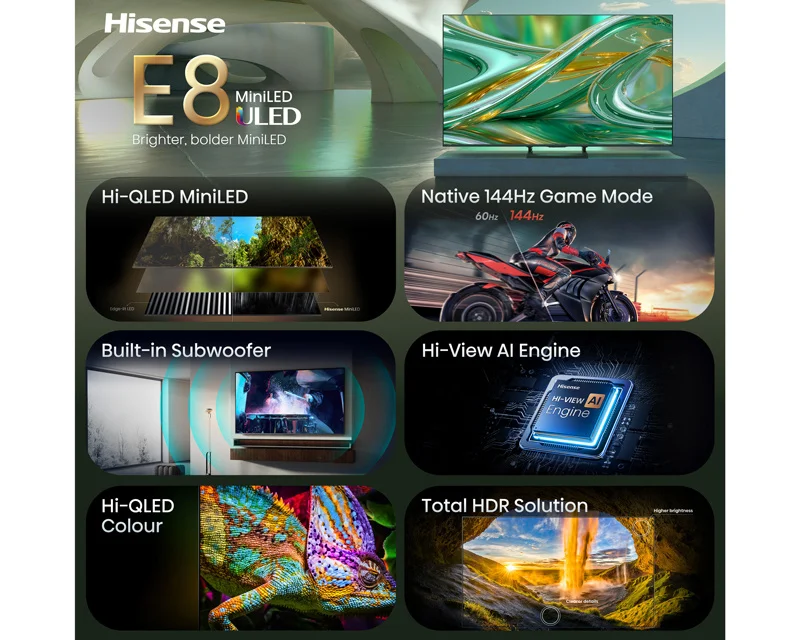 Hisense 65E8S ULED MiniLED televizor 65 inča 4K 144Hz Smart TV