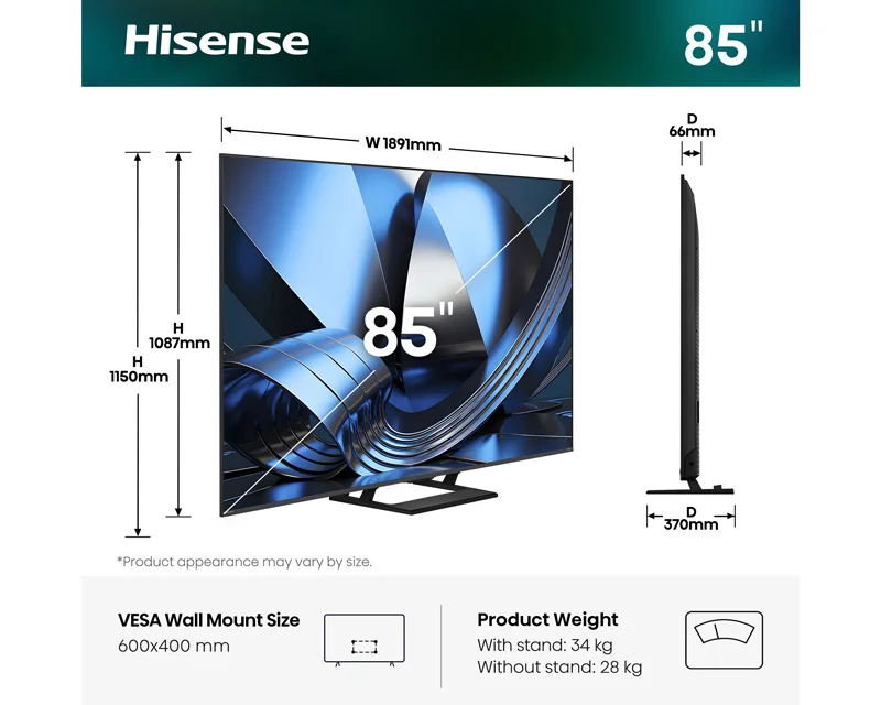 Hisense 85U7SE ULED Mini LED Smart televizor 85" 4K UHD 144Hz