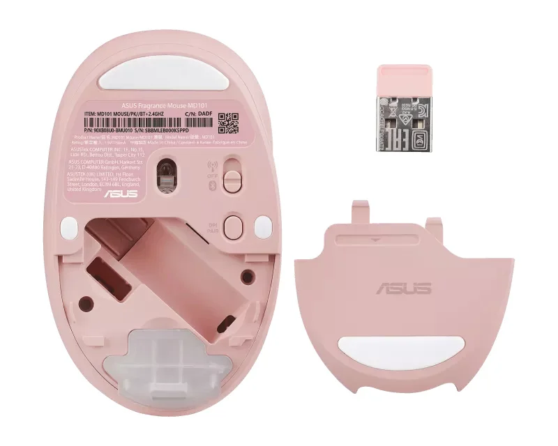 ASUS MD101 bežični miš sa rezervoarom za miris 2400 DPI roze