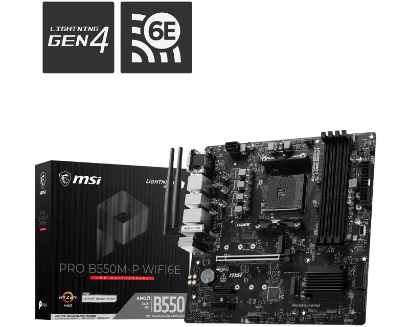 MSI PRO B550M-P WIFI6E matična ploča AM4 DDR4 microATX Wi-Fi 6E